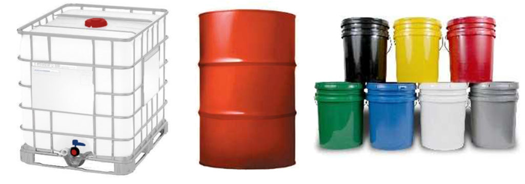 Lubricant Storage Types - Intermediate Bulk Carriers (IBCs), drums, and pails