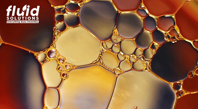 Close-up of oil bubbles due to exposure to oxygen