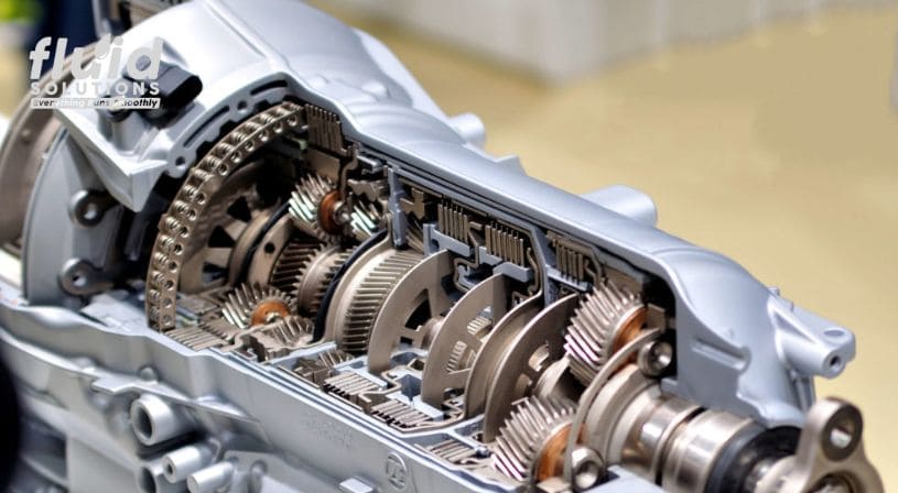 Cutaway view of an industrial gear system