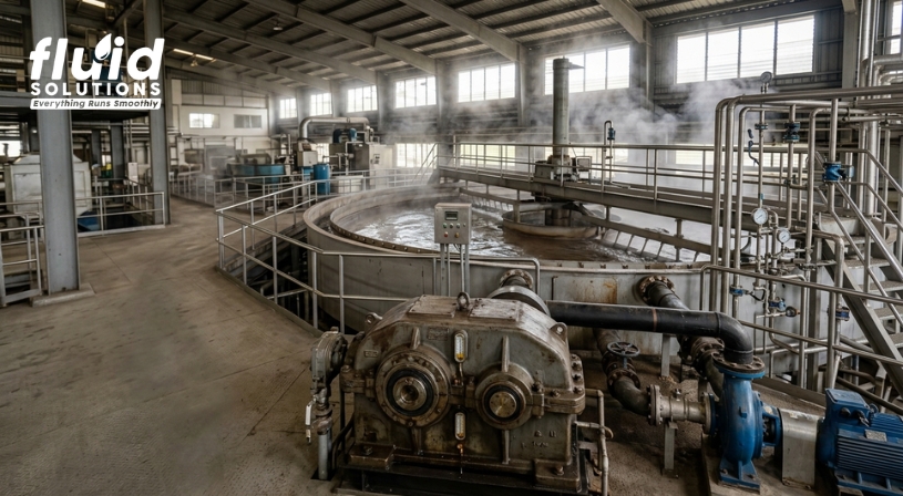 Industrial fluid processing system with clarifier equipment